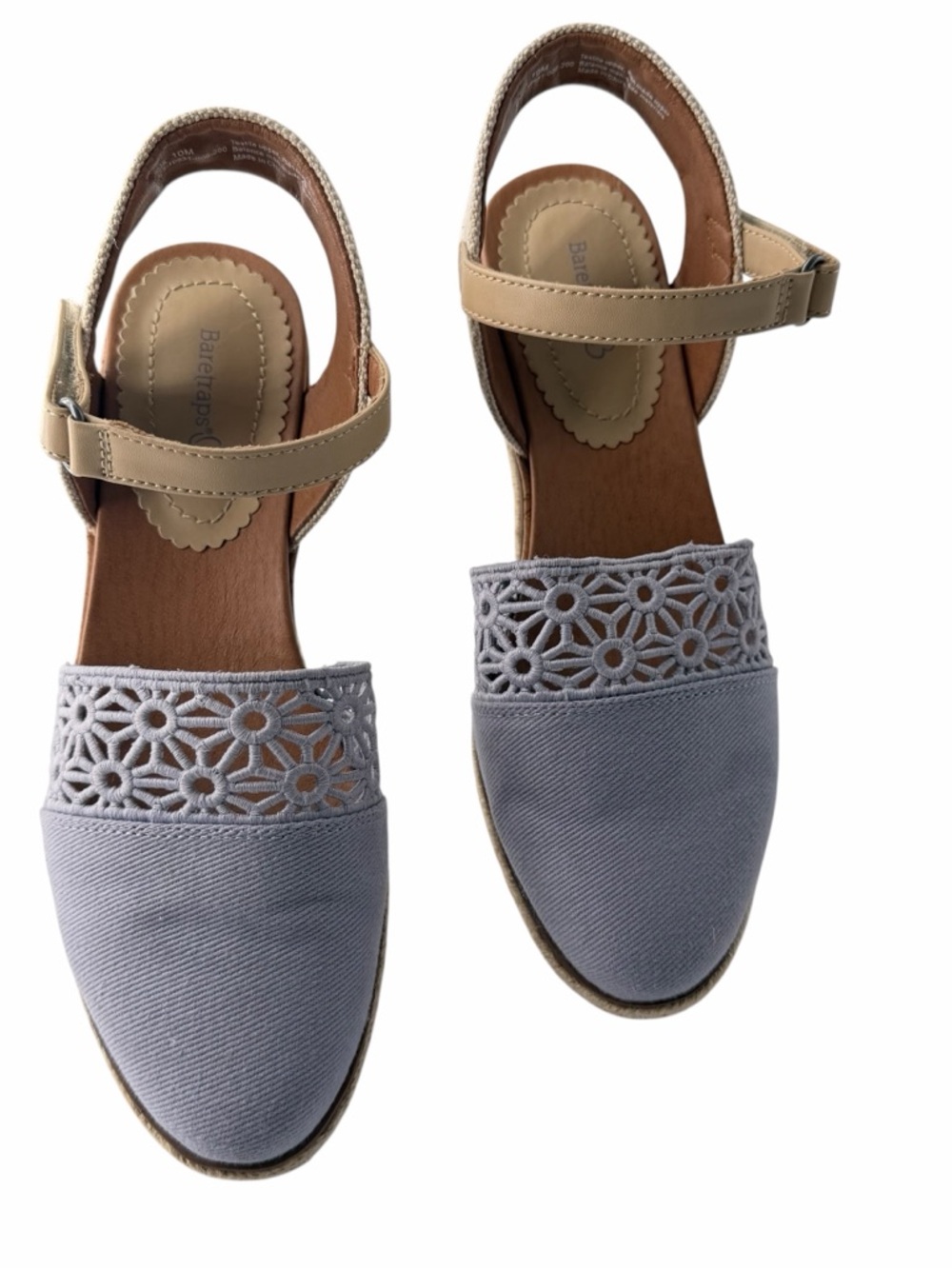 BareTraps Olicia Lavender Floral Cutout Slingback Wedge Sandals Cottagecore